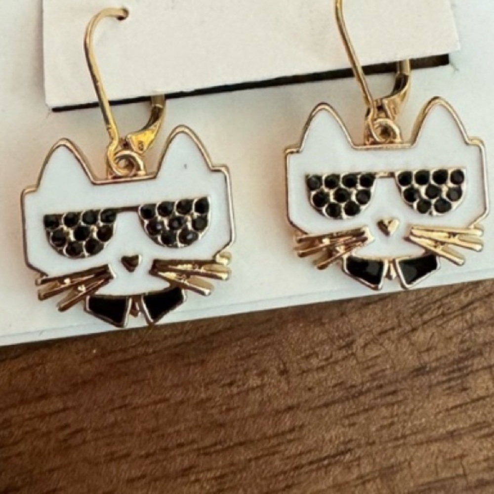KARL LAGERFELD PARIS
Gold-Tone Color Pavé Choupette Drop Earrings retail: $45 - Picture 4 of 6